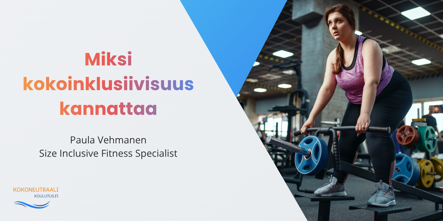 Personal trainerin valmentama ylipainoinen henkilö kuntosalilla: kokoinklusiivinen ja turvallinen harjoittelu koko kehon liikkumiskyvyn tukemiseksi.