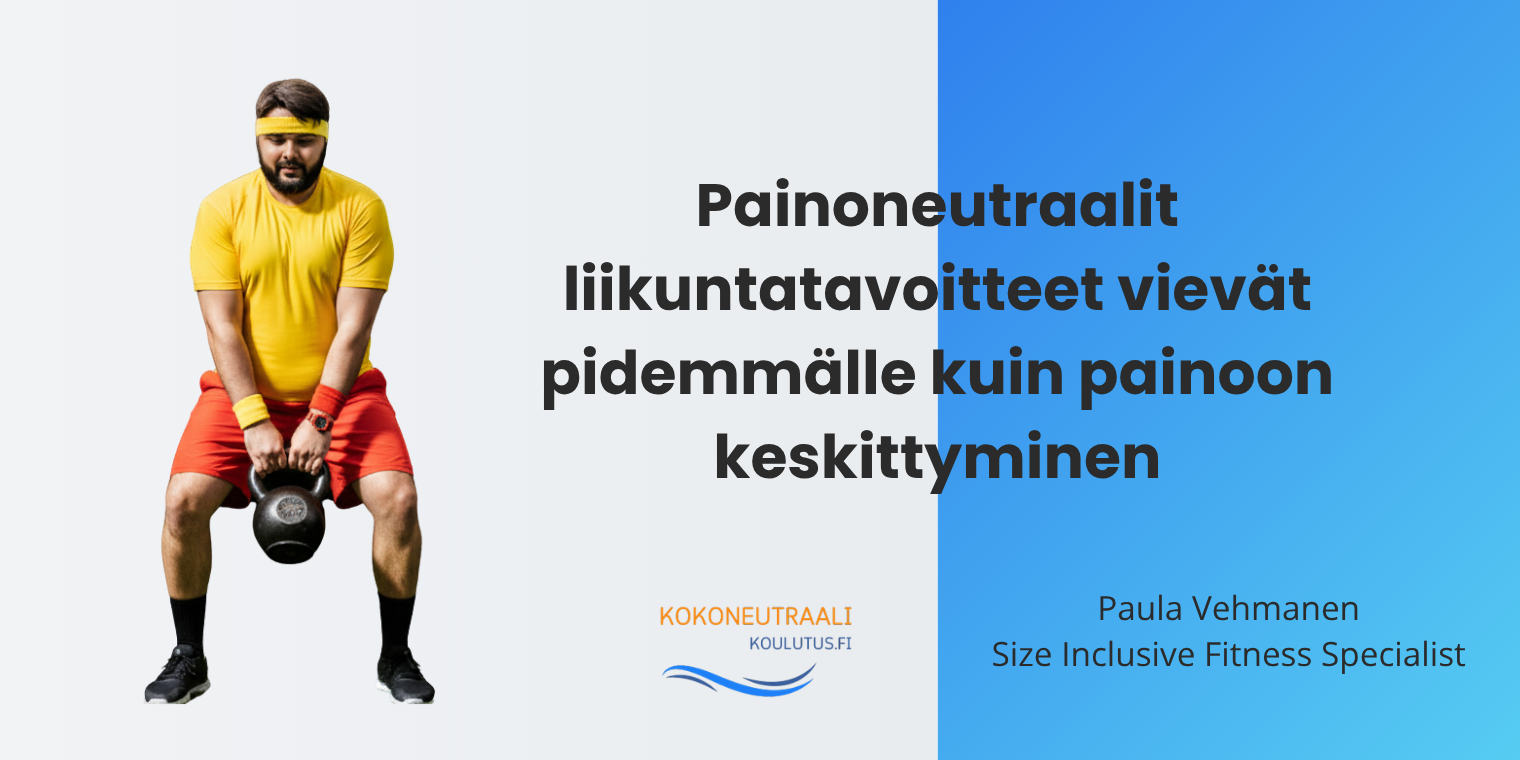 Mies tekee kahvakuulaharjoitusta. Kuva havainnollistaa painoneutraalia lähestymistapaa liikuntatavoitteisiin ja valmennukseen.